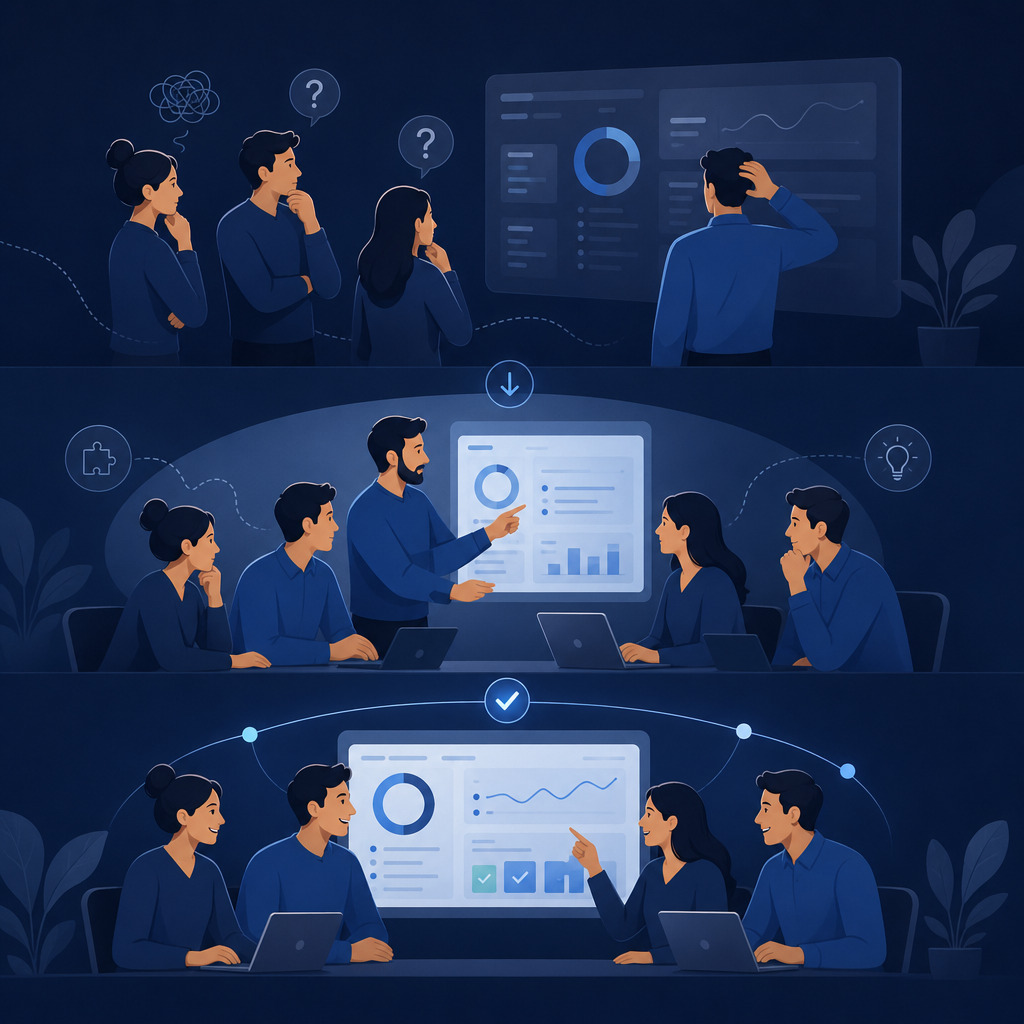 Ilustración de adopción débil de herramientas por el equipo