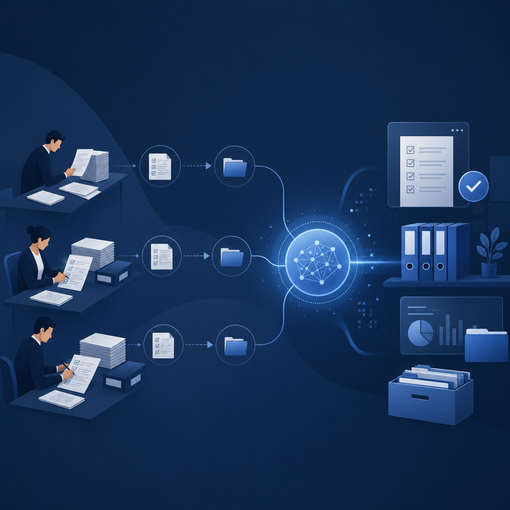 Ilustración de tareas manuales y procesos repetitivos